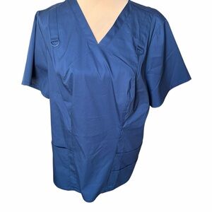 Jaanuu Navy Blue Scrub Top V-Neck Short Sleeve 2X NWT
